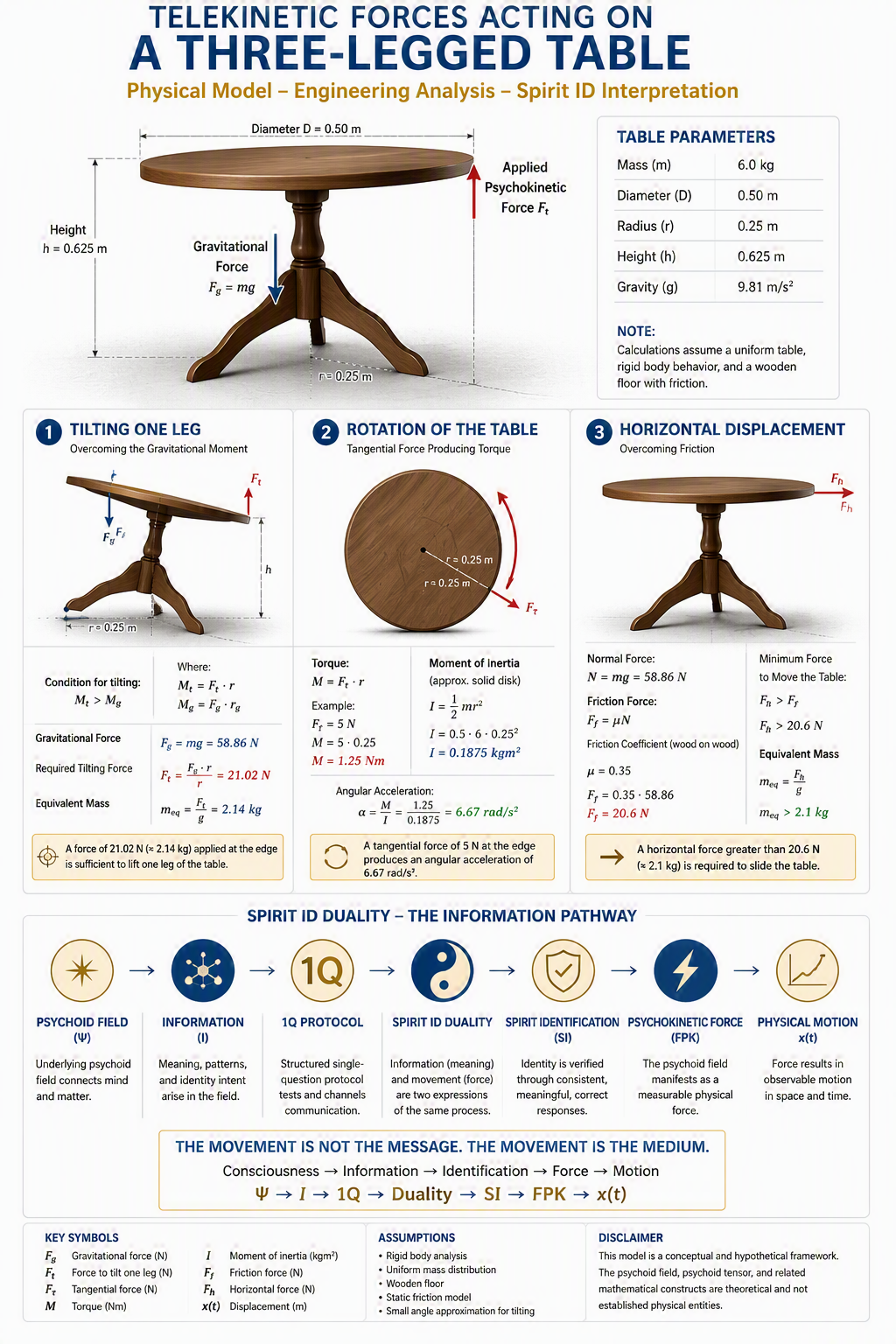 Telekinesis table forces diagram